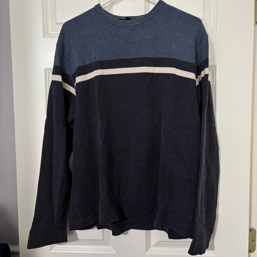 Banana Republic Men's Crewneck Sweater - Blue and Cream